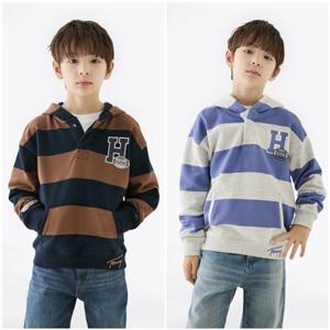 [타미힐피거칠드런TD] 바시티 스트라이프 버튼 후드티 (T42F7KKO520BT1)