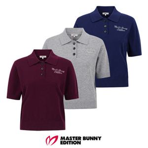 [마스터바니에디션] (421E3SR311) 여성 로고 자수 캐시미어 카라 반팔 니트