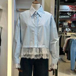 아날도바시니 DP02 레이스 배색 코튼카라 셔츠 AY04BL33S