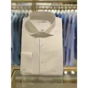 듀퐁셔츠 SE5FM21LS363SWH 남성 슬림핏 긴팔 구김없고 신축성 있는 와이드카라 솔리드 남자와이셔츠