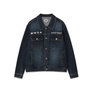 와키윌리자켓 KQJ WA2503JK31BL 그래픽 워싱 데님 트러커 블루