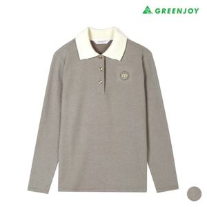 [그린조이]여성 솔리드 G로고 기모 니트 카라 티셔츠  GF25KP21W