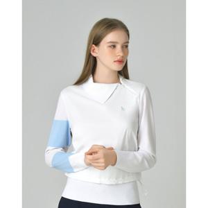 헤지스 골프 여성 25FW 화이트 여성 변형 넥 하이브리드 니트 HWSW5C616OW