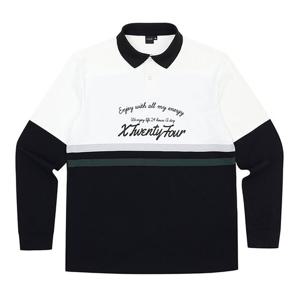 [JDX] 남성 컬러 블록 기모 카라티셔츠(X4TLU3485BK)