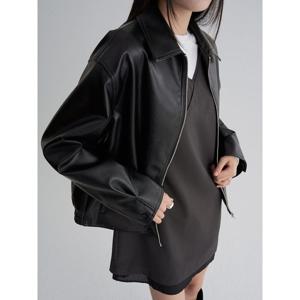 (11593ZAY15) [에잇세컨즈] 레더 집업 블루종  블랙