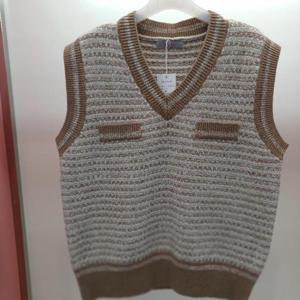 Latium HC06 캡소매 트위드형 브이넥 깔끔한 니트조끼 베스트 T2541vt01B