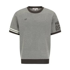 [마스터바니에디션] (411E3SR101) 남성 로고 슬리브 배색 반팔 니트