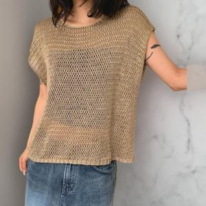 [다잇템][다잇템] 여성 피서룩 망사 U넥 반팔 위빙 니트_2161381