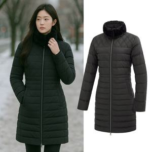 콜핑 여성 겨울 덕충전재 밍크퍼 등산 중기장 경량 패딩 자켓 KSC675SJ6W