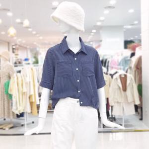 [ab.f.z]스트라이프 언발 반팔 셔츠 블라우스 AFY2HB38E