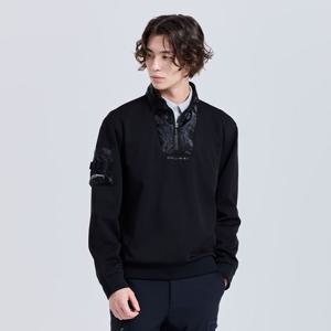 챌린저 남성 카모포인트 기모 하이넥 반집업 긴팔 티셔츠 블랙 CHE4MLT5415BK