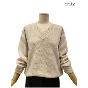 [에이비에프지]와플 짜임 포인트 V넥 긴팔 니트 APZ4HW57K