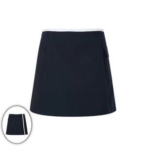 [헤지스골프] 여성 배색 A라인 스커트 네이비 (HWSK5C614N3)