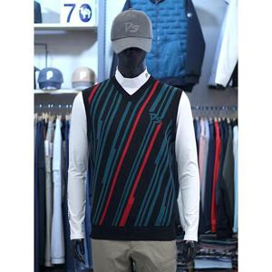 팜스프링스 세이브존03 팜스프링스 남성 골프 가을 겨울 컬러라인패턴브이넥 니트 베스트 ASKVM243301GA