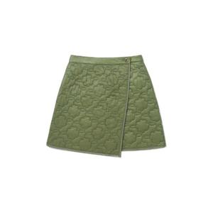 M 커버낫반바지 CQK CO2403SR75-OL 우먼 클로버하트 퀼팅 랩 미니 스커트 Olive