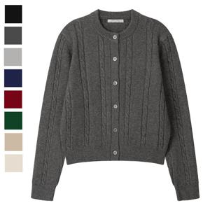 [리빌모아]여자 벨라 라운드 버튼 긴팔 가디건 SGW-CA-Q096-차콜