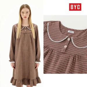 BYC 순면 선염 여자 면기모 홈웨어 파자마 잠옷 원피스 NCG2180
