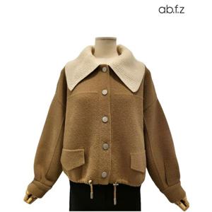 [에이비에프지]카라 니트 배색 포인트 밍크 퍼 긴팔 니트 가디건 APZ4HY39K