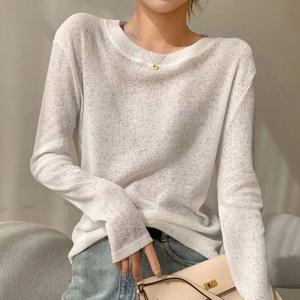 여성 시스루 니트 루즈핏 긴팔 티셔츠