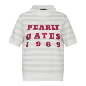 M 파리게이츠골프반팔티 NQC 521C3SR154_WH 여성 스트라이프 로고 후드 반팔 니트