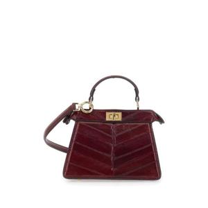 FENDI Peekaboo ISeeU Petite Bordeaux Handbag with Twist Lock Closure in Padded Hagfish Leather Woman 8BN335AV5BF156U