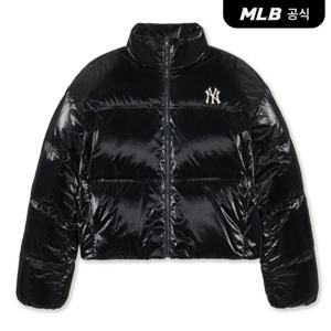 [MLB공식] 25FW 여성 크롭 유광 커브 패딩 NY (Black) 3FDJB0556-50BKS