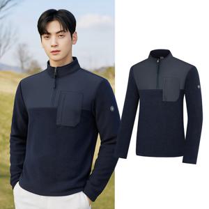 비티알 남성 플리스 포켓 골프 긴팔 반집업 티셔츠 BSC459VT8M