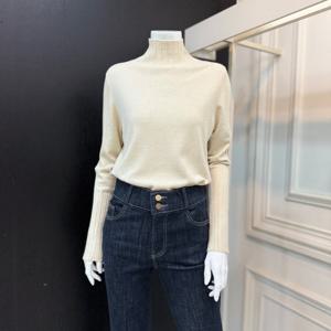 [린]반폴라 골지 배색 니트(LCPOPJ6800/베이지,블랙,그레이)_DG