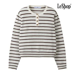 [르샵]버튼 라운드넥 스트라이프 울 니트 BPAKP009A