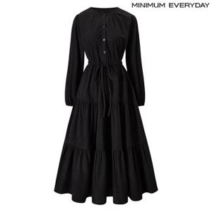 [백화점]미니멈 에브리데이 셔링 캉캉 스트링 라운드 롱 원피스 (EB4OW009D)