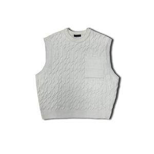 남자 케이블 포켓 라운드 니트 조끼 OF-VEA-Q011-아이보리