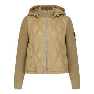 파리게이츠골프자켓 NQC 521D4SD604_BG 여성 니트 블록 레더 퀼팅 구스다운 방풍 가디건