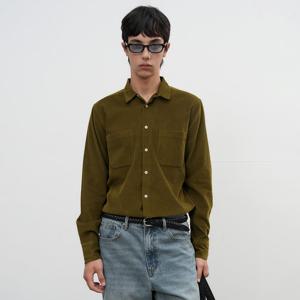 UNISEX 슬림핏 코듀로이 오픈카라 셔츠 [KHAKI] / SBE3U03006-MAN