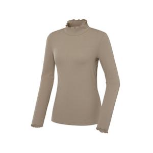 [와이드앵글]여성 VA 페미닌 러플 골지 하이넥 티셔츠 WWU23292E2