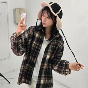 샵앤) 여성 카라넥 체크 방한 셔츠 남방 SIU-WBL-5019-레드