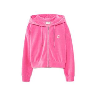 MLB 여성 베이직 벨벳 크롭 후드 집업 A5 3FTRB0636 45PKS