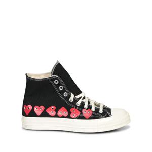 24FW 꼼데가르송 High 탑 canvas 스니커즈 in 블랙 with metal eyelet details  화이트 rubber sole reinforced toe  P1K12701