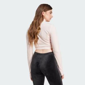 M 아디다스긴팔티 HQK IX9591 라인스톤 트레포일 벨벳 긴팔 크롭탑