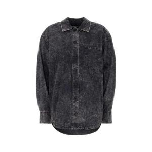 24FW T BY 알렉산더왕 블랙 코튼 오버사이즈 셔츠 4WC3241409018B