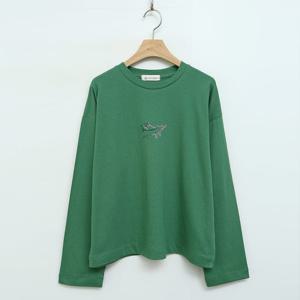 샵앤) 국산 여성 라운드넥 트윈스캣 나염 면100 티셔츠 FJ-WSH-5052-그린