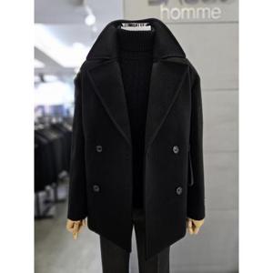 바쏘옴므 세이브존03 바쏘옴므 남성 더블 블랙 울  피코트 WSAFY4CD37A