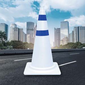 스탠다드 칼라콘 백색_청색반사띠/도로 안전 주차봉 라바콘 주차금지표지판 도로표지판 안전표지판 꼬깔 교통안전표지판 안전봉 대형라바콘 교통안전표지