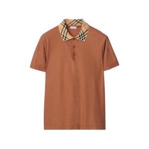 버버리 체크 칼라 코튼 폴로 셔츠 8118948