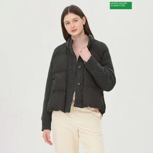 베네통 니트배색 하이넥 구스 패딩 BAPD50461