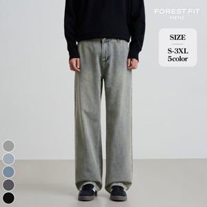 포레스트핏맨즈 남성 밴딩 워싱 세미와이드 청바지 (MJ2516)