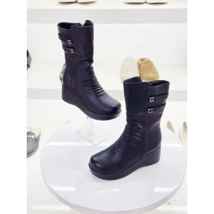 세레스 세이브존03 여성 겨울 통굽 셔링 기모 쿠션 경량 미들 부츠(6cm) AGBRD667A-7