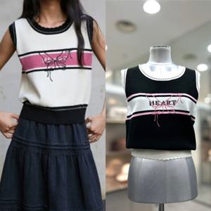 [에고이스트]배색 스켈럽 나비자수 니트베스트 ER3OKV51HJ_DG