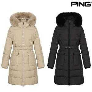 [핑]겨울 여성 벨티드 폭스퍼 후드 덕다운 점퍼 121D4JA453_BB_C