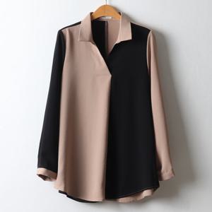 나야홍 / 아이우먼 쉬폰하프배색블라우스 OLJ509M510 빅사이즈