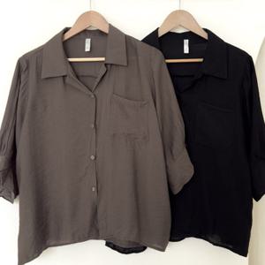 나야홍 / 빅사이즈블라우스 V125L510 오픈넥소매주름블라우스 G